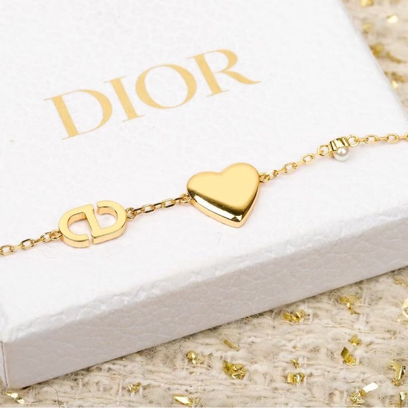 Dior Gold Bracelet with Pink Heart Charm - Picture 4 of 5